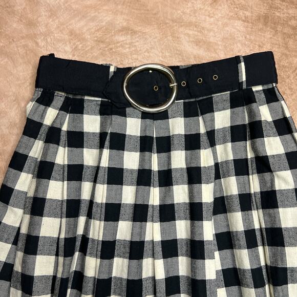 Vintage 90s Talbots Plaid Checkered Maxi Skirt Pleated Belted Dark Academia Goth - Picture 3 of 7